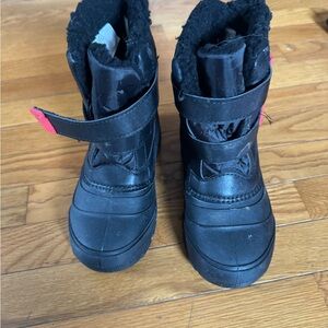Children's Black Winter Boots with Pink Accents